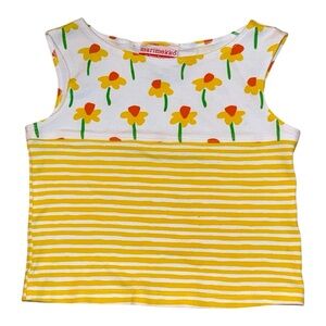 Vintage Marimekko by Sweet Potatoes Girls Floral Striped Tank Top M 8/10